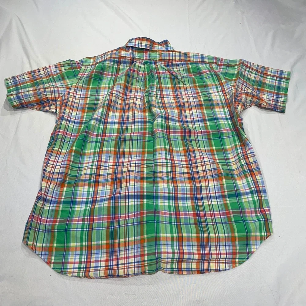 Polo Ralph Lauren Mens Large Plaid Short Sleeve Button Down Shirt Multi-Color